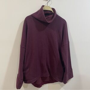 Athleta Cozy Karma twist neck sweatshirt. Deep Burgundy Color sz small